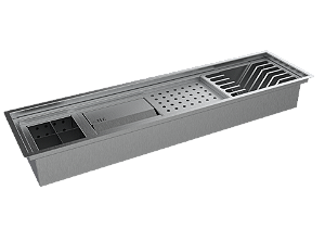 Escorredor Embutido Calha Inox Úmida C/ Porta Esponja 75cm