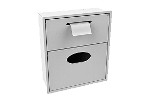 Lixeira Retangular 35x40cm Branca 5,5 L C/ Suporte Papel Higiênico Para Parede - Tampa Click