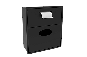 Lixeira Retangular 35x40cm Preto 5,5 L C/ Suporte Papel Higiênico Para Parede - Tampa Click