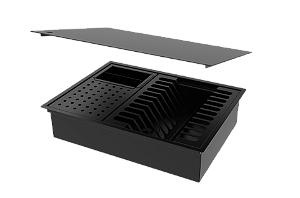 Escorredor De Embutir Calha Inox Preta 43x33cm C/ Tampa