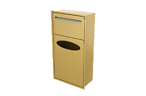 Lixeira Retangular Dourada 8,8 L C/ Suporte Papel Toalha Para Parede - Tampa Click