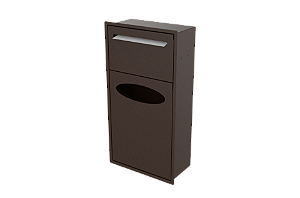 Lixeira Retangular Marrom 8,8 L C/ Suporte Papel Toalha Para Parede - Tampa Click