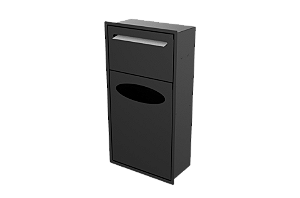 Lixeira Retangular Preta 8,8 L C/ Suporte Papel Toalha Para Parede - Tampa Click