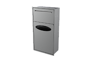 Lixeira Retangular Inox 8,8 L C/ Suporte Papel Toalha Para Parede - Tampa Click