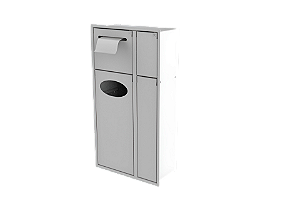 Lixeira Retangular Preta 6,8 L C/ Suporte Papel Higiênico + Porta Escova Sanitária + Armario Para Parede - Tampa Click