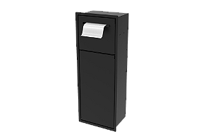 Lixeira Retangular Preta 5,3 L C/ Suporte Papel Higiênico Para Parede - Tampa Click