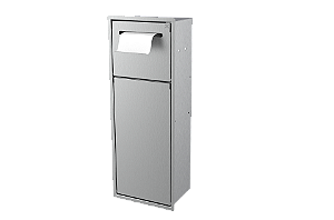 Lixeira Retangular Inox 5,3 L C/ Suporte Papel Higiênico Para Parede - Tampa Click