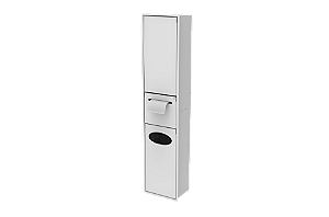 Lixeira de Parede Branca 5,5L com Tampa Click, Armário Integrado e Suporte para Papel Higiênico