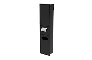 Lixeira de Parede Preta 5,5L com Tampa Click, Armário Integrado e Suporte para Papel Higiênico
