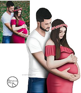 Caricatura Casal/ 2 pessoas