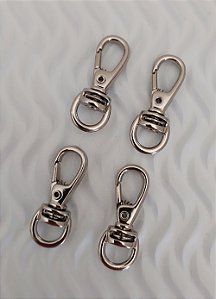 Mosquetão Gancho 3,5cm Prateado/Níquel S/ Bracinho (04 UNIDADES)