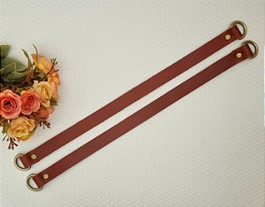 ALÇA DE MÃO EM COURO CARAMELO C/ 41 CM ( PAR )