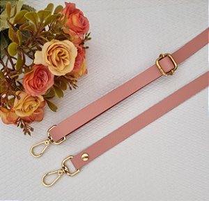 ALÇA DE COURO ROSE FINA P/ BOLSA C/ REGULAGEM