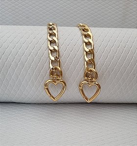 ALÇA CORRENTE ALUMÍNIO VERNIZ 3MM C/ MOSQUETÃO CORAÇÃO 1,20 MTS