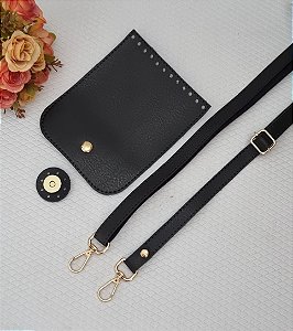KIT P/ BOLSA COM ABA E ALÇA TIRACOLO PRETA