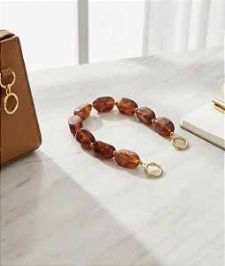 ALÇA DE MÃO DREA C/ ARGOLA COR TARTARUGA C/ 42 CM