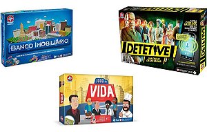 Kit Jogos Estrela Banco Imobiliário + Jogo Da Vida +Detetive