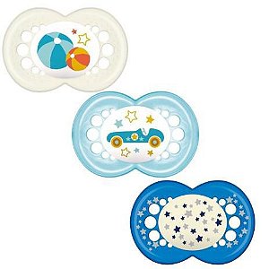 Chupeta Mam Day E Brilha Escuro 6+ Meses Kit Com 3 Und. 2951