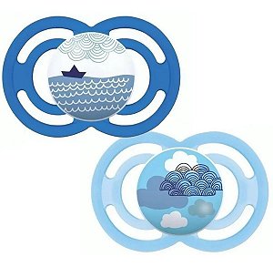 Kit Chupeta Mam  Perfect 6 A 18+ M Azul Menino 2un.2977