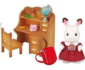 Sylvanian Irmã Coelho Chocolate Com Escrivaninha Epoch Magia