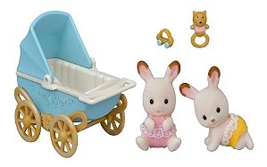 Sylvanian Gêmeos Coelho Chocolate E Carrinho Epoch 5432