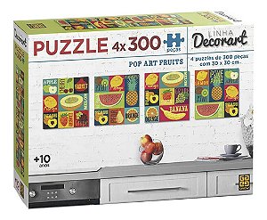 Quebra-cabeça Puzzle 4 X P300 Peças Decorart Pop Art Fruits