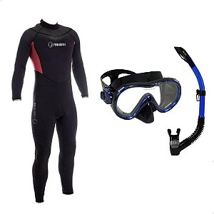 Neoprene 7mm Neoflex Fun Dive M + Kit Máscara Snorkel Fox