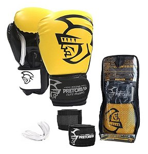 Kit Boxe Muay Thai Pretorian Elite Training Amarelo 12 Oz
