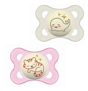 Chupeta Mam Ortodôntica Night Rosa 0-6 Meses Dupla 2912