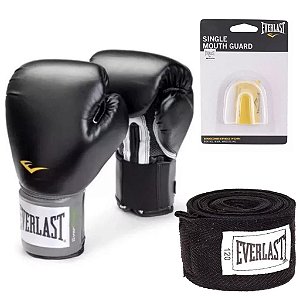 Kit Everlast Luva Pro Style com Protetor Bucal e Bandagem