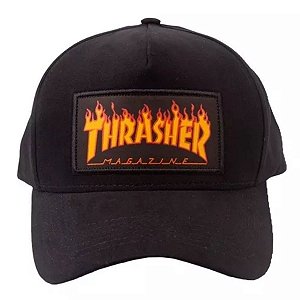 Bone Thrasher Aba Curva Flame Logo Patch