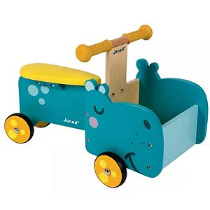 Quadriciclo Hipopótamo com Banquinho Acolchoado Janod