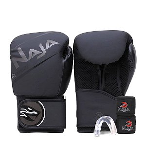 Kit Boxe e Muay Thai Naja Extreme Bandagem e Bucal Preto