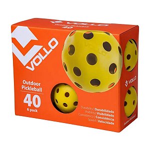 Kit 6 Bolas Pickleball 40 Furos Vollo