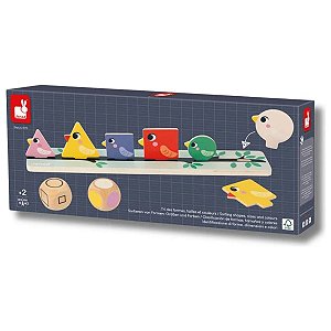 Jogo Cores E Formas Geometricas Passaros Madeira Janod