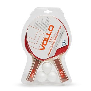 Kit 2 Raquetes Impulse de Tênis de Mesa Vollo e 3 bolas