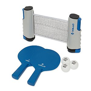 Kit Ping Pong 2 Raquetes 3 Bolas e Rede Retrátil Vollo