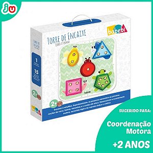 Brinquedo Criativo Torre de Encaixe Cores e Formas - Babebi