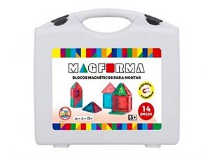 Brinquedo Educativo Magnético Magforma Maleta 14 Pç