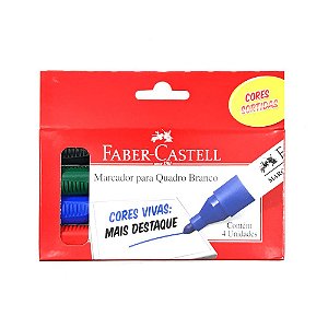 Kit Marcador para Quadro Branco 4 cores Faber Castell