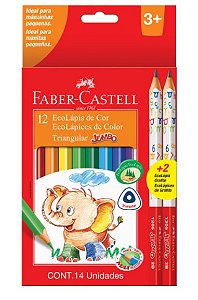 Lápis de Cor Jumbo com 12 + 2 Ecolapis Grafite Faber Castell