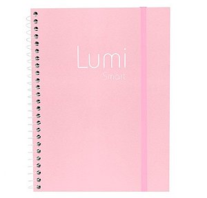 Caderno Colegial 1 Matéria Lumi Smart Rosa 80 Folhas Kit