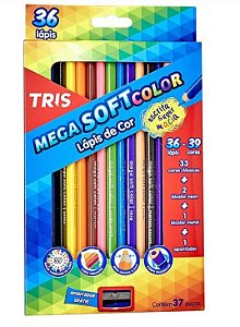 Lápis De Cor Mega Soft Color 36 Cores + Apontador Tris