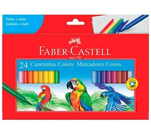 Canetinha Hidrográfica 24 cores Lavável Faber Castell