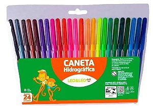 Canetinha Colorida Hidrografica 24 Cores Leo&leo