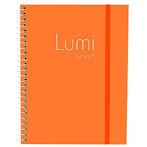 Caderno Colegial 1 Matéria Lumi Smart Laranja 80 Folhas Kit