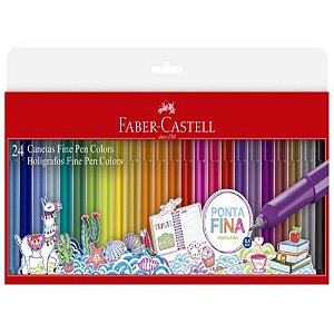 Kit Caneta Hidrográfica Fine Pen Colors 24 Cores Faber Castell