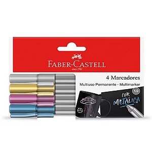 Kit com 4 Marcadores Cores Metálicas Faber Castell