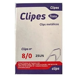 Clips Metálicos Nº 8/0 com 25 unidades Frama