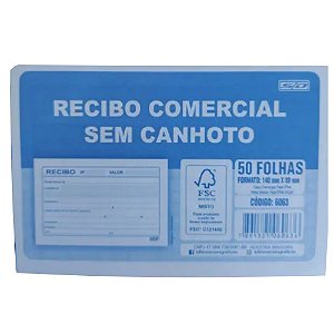 Recibo Comercial Sem Canhoto Pequeno 50 Folhas São Domingos